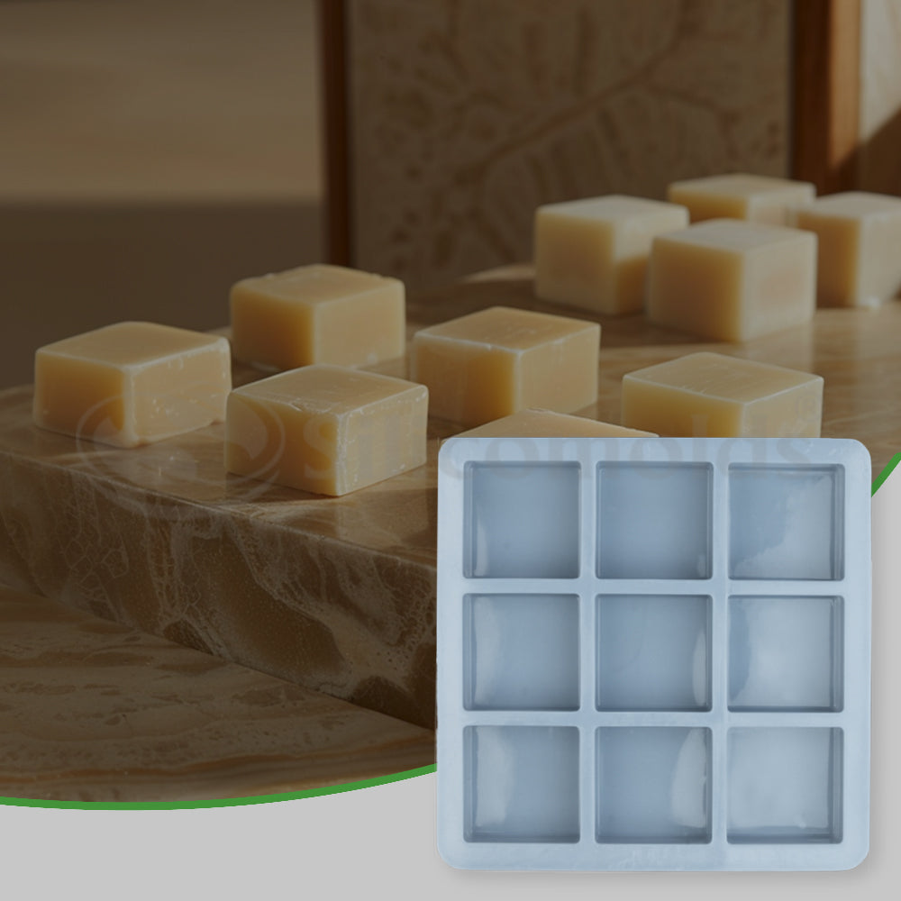 SILICOMOLDS 125gms - Square Shape - 9 Cavities Silicone Soap Mold-URP026SM